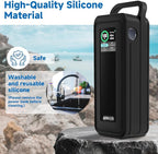 Protective Silicone Case for Anker Prime Power Bank 27,650mAh 250W - Portable with Handle & Hook Loop Strap, Anti-Slip & Shockproof Design (Black)