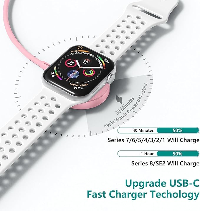 USB C Apple Watch Charger,[MFi Certified] iPhone Fast Magnetic iWatch Charger 6ft USB C Charging Cable Cord Long and Type C Wall Charger Block for Apple Watch Series 11/10/9/Ultra/8/7/SE/SE2/6/5/4/3/2