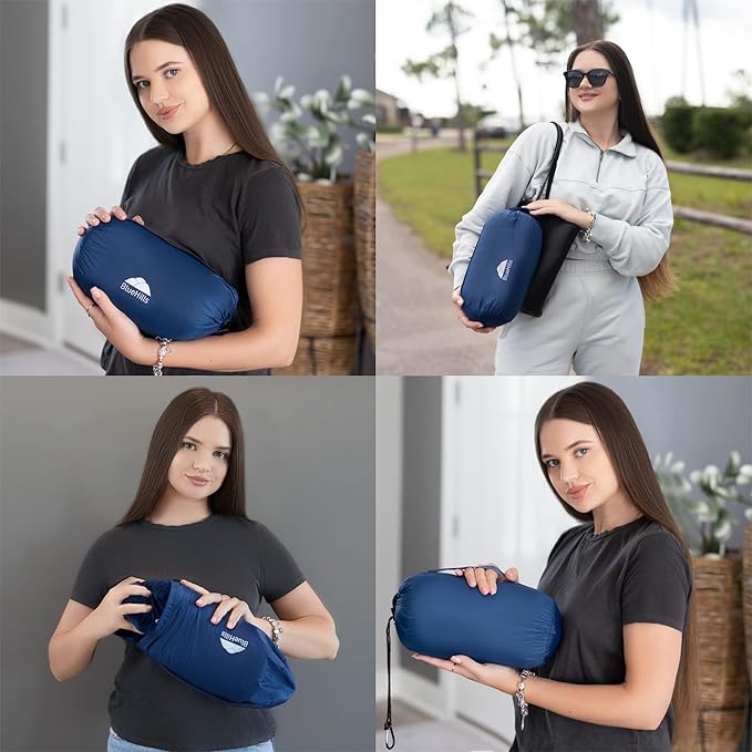 BlueHills Premium Soft Ultra Compact Travel Blanket Value Pack Set of 2 - Airplane Traveling Essentials Flight Blanket Throw in a Portable case Plane Travel Gift - Pink and Navy Blue