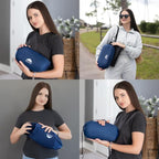 BlueHills Premium Soft Ultra Compact Travel Blanket Value Pack Set of 2 - Airplane Traveling Essentials Flight Blanket Throw in a Portable case Plane Travel Gift - Pink and Navy Blue