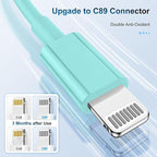 3 Pack Apple MFi Certified Charger Cable 6Ft, Lightning to USB Cable Cord 6 Foot, 2.4A Fast Charging,Apple Phone 6 Feet Long Chargers for iPhone 14/13/12/11/X/XS/XR/SE/8/7 Plus Pro Max Mini Light Blue
