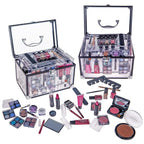 SHANY Carry All Trunk Makeup Train Case with Re-usable Aluminum Beauty Storage Organizer Case. Make up Set with Eye palettes, Blushes,Face Powders, Manicure, Pedicure and Cosmetics Brushes. GIFT SET