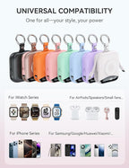 Portable Charger, 10000mAh 22.5W Fast Charging Power Bank with Built-in Cables, Travel Essentials Battery Pack with LED Display for iPhone, Portable iWatch Charger for 11/10/9/8/7/6/5/4/SE/Ultra Pink