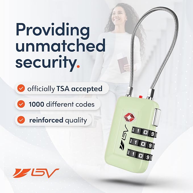 TSA Accepted Luggage Travel Lock, Set-Your-Own Combination Lock for School Gym Locker, Luggage Suitcase Baggage Locks, Filing Cabinets, Toolbox, Case (Mint Green, 1 Pack)