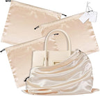 Vonty 3 Pack Silky Dust Bags for Shoes and Purses, Satin Drawstring Bag for HandBags Boots - Beige Shoe Bag Silk Dust Cover Bag Protector Travel Storage Pouch(19.6 x 15.7 In)