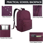 SUPACOOL Casual Laptop Backpack for Men and Women, Backpack for College, USB Charging Port, Lightweight Pack Back(Burgundy Red)