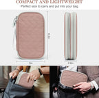 FYY Electronic Organizer, Travel Cable Organizer Bag Pouch Electronic Accessories Carry Case Portable Waterproof Double Layers All-in-One Storage Bag for Cable, Cord, Charger, Phone, Pattern Pink (M)