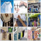 ALINNA Black Retractable Portable Clothesline, Windproof Travel Clothesline with 12 Clothespins for Indoor Laundry Drying, Outdoor Camping Accessories