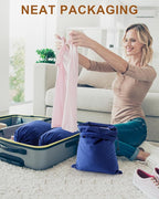 FantasyLife Shoe Bags for Travel, Washable Dust Bags for Storage & Packing, Flannel Shoe Pouch with Drawstring Closure for Purses, Handbags, Shoes & Toys (2, Palace Blue, 17.3"x12.6")