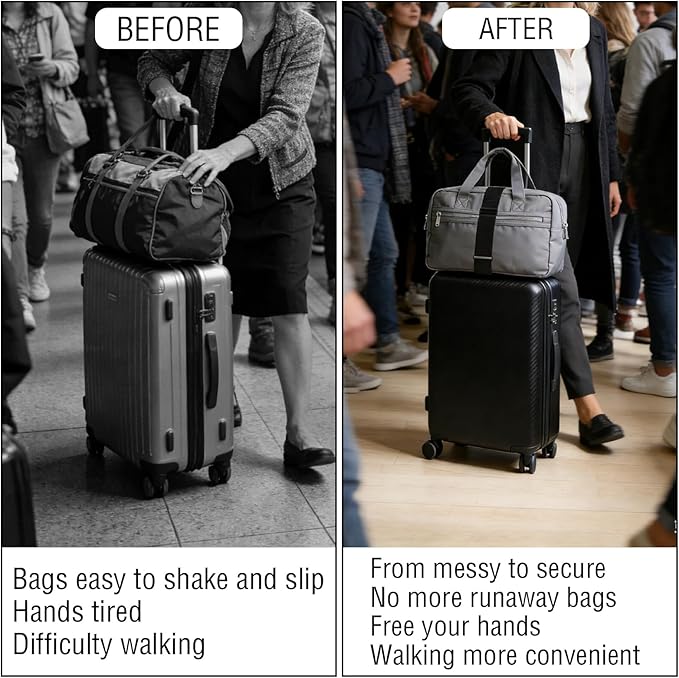 3PCS Luggage Straps,Adjustable Luggage Connector Straps with Heavy-Duty Elastic Belt to Connect Two Suitcases,Add a Bag Luggage Belt,Luggage Accessories for Travel for Securing Carry-On&Bag Essentials