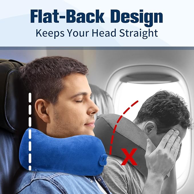 Cirorld Neck Pillow for Traveling, Travel Pillows for Airplanes,100% Pure Memory Foam Travel Neck Pillow, Adjustable Flight Pillow, Portable Plane Accessories with Eye Mask, Earplugs, Carry Bag