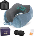Cirorld Neck Pillow for Traveling, Travel Pillows for Airplanes,100% Pure Memory Foam Travel Neck Pillow, Adjustable Flight Pillow, Portable Plane Accessories with Eye Mask, Earplugs, Carry Bag