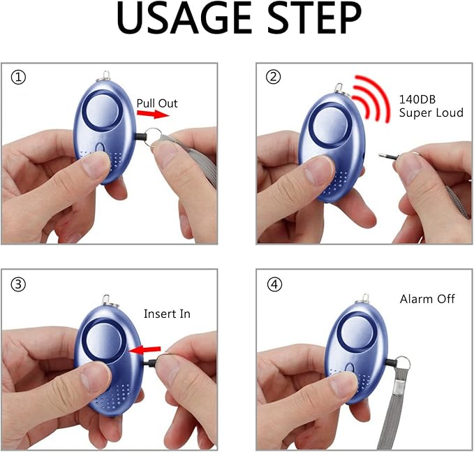 Personal Alarm for Women, 5 Pack 140DB Emergency Self-Defense Security Alarm Keychain with LED Light for Women Kids and Elders (Black, Blue, Purple, Rose Gold, Light Green)