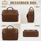RAINSMORE Mens Laptop Bag PU Leather Messenger Bag 15.6 Inch Briefcase Vintage Computer Satchel Bag for Work Business