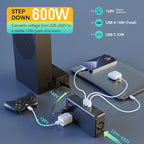 HYTED 600W 220V to 110V Voltage Converter, Voltage Converter US to Europe International Travel with 48W GaN USB Charger, Power Any American Appliances Overseas Like Hair Straightener, Curling Irons