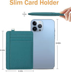Yonlevres Credit Card Holder for Women, Slim RFID Wallet Front Pocket Small Card Holder, Travel ID Window PU Leather Cute Funny Thin RFID Blocking Case Organizer Gifts Ladies Blue