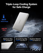 Baseus Picogo Power Bank, 0.3" Ultra Slim 5000mAh MagSafe Portable Charger, Card-Size Magnetic Battery Pack with USB-C Braided Cable, Alloy Wireless Charger for iPhone 17 Pro Max/17 Air/16/15/14/13/12