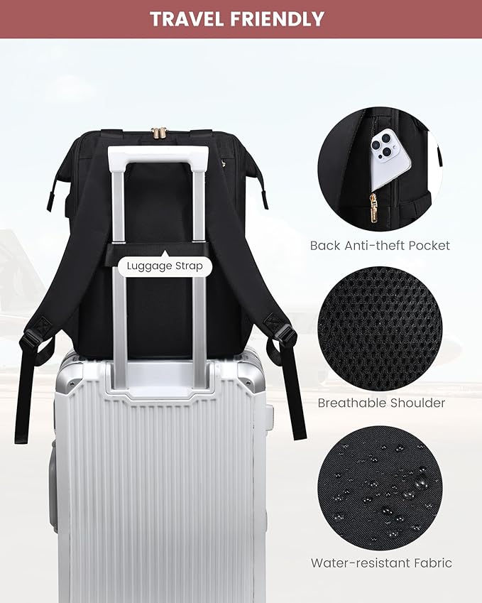 LOVEVOOK 17.3 Inch Laptop Backpack for Women, Large Capacity Travel Backpack with Organizer Bag, Waterproof Carry on Backpack Work Bag with USB Port, Teacher Nurse Backpack Purse, 2PCS