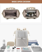 LOVEVOOK Laptop Backpack for Women, 15.6 Inch Work Laptop Bag with USB Port, Fashion Teacher Nurse Backpack Purse, Waterproof Travel Computer Backpack with Organizer Bag, 2PCS, Beige-Khaki