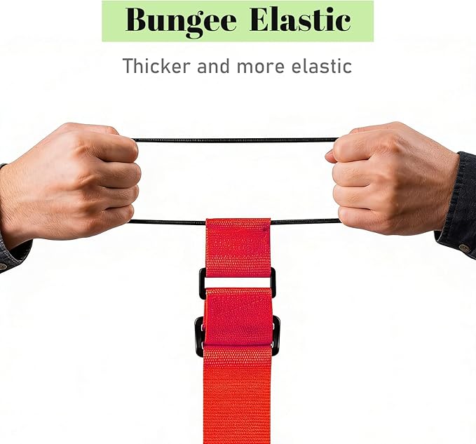 Multi Use Strong Adjustable Luggage Connector Straps for Suitcases,2 Pack Flexible Luggage Accessories Elastic Fastening Bag Strap (Red)