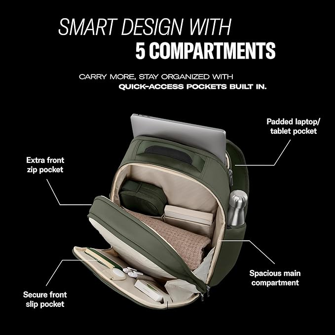 Samsonite Paralux Everyday Backpack - Laptop & Tablet Backpack with 5 Compartments, Removable TecKit™ Pouch, Microsuede Trim, Water Bottle Pockets - Work, Commute & Travel Bag - Stone Grey
