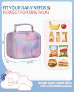 Insulated Lunch Box for Kids, Cute Thermal Lunch Bag for School, Reusable Lunch Tote for Boys and Girls, Durable Cooler Bag with Easy Grab Handle, Lightweight and Easy to Clean, Galaxy Starry Sky