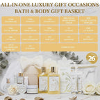 23Pcs Skin Spa Gifts for Women, Ylang Ylang Jasmine Bath & Body Gift Basket, Self-Care Relaxation Face Skin Kit, Lip Gloss, Cosmetic Bag, Manicure Set, Birthday, Christmas, Mother's Day, Anniversary