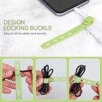 Donruby 24Pcs Silicone Cable Ties - Reusable & Washable with Locking Buckles, Adjustable Fastening Cable Management Straps, Multi-Purpose High Elasticity Cord Organizer (Matcha Green)