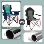 Colegence Heavy Duty Camping Chair for Adults, Oversized Heavy People Foldable Outside Camp Chairs Carry Bag Included, with Cooler Bag Cup Holder, Side Pocket for Lawn,Sport,Outdoor,Dark Blue