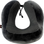 Memory Foam Travel Pillow, Neck Pillow with 360-Degree Head Support, Comfortable and Lightweight, Ideal for Sleeping on Airplane, Car, Train, Bus and Home Use, Comes with Storage Bag (Grey)