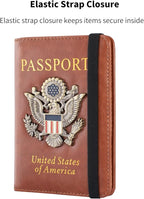 Passport Holder Cover and Card Case Slot Combo RFID Blocking Leather Travel Passport Wallet for Men and Women US Passport Protector Document Organizer,Brown