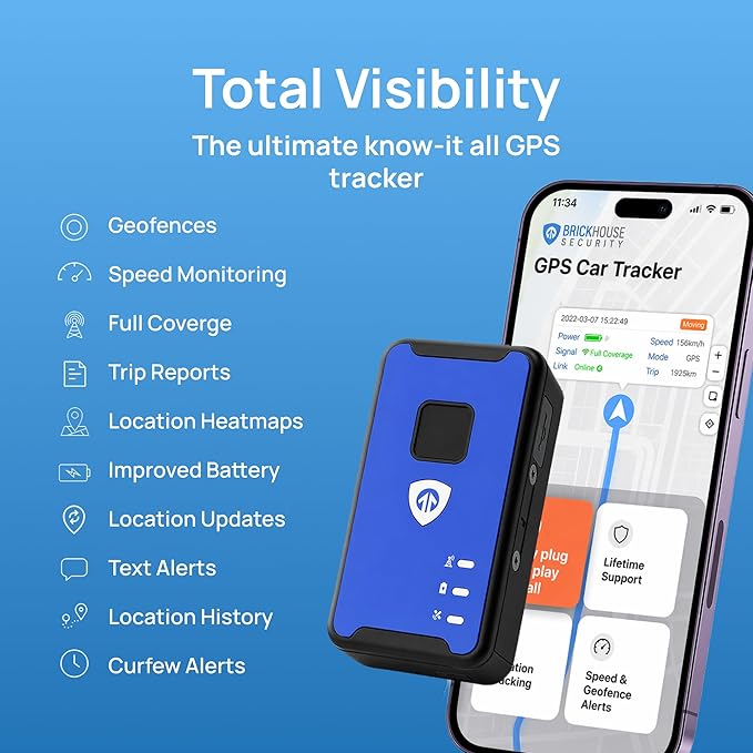 Brickhouse Security Spark Nano 7 GPS Tracker for Vehicles - Covert Car Tracker Device and Fleet GPS Tracker - GPS Tracking Device with App and 4G LTE Coverage in North America - Subscription Required