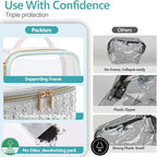PACKISM Clear Makeup Bag - TSA Approved Toiletry Bag for Carry-on & Checked Luggage, Water Resistant Car Storage Organizer with Reinforced Seams