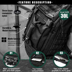 Miramrax Travel Duffle Bag Backpack for Men - Large Tactical Bags Weekender Gym Bag for Overnight Traveling Military Workout Deployment Sports (Black, 25L)