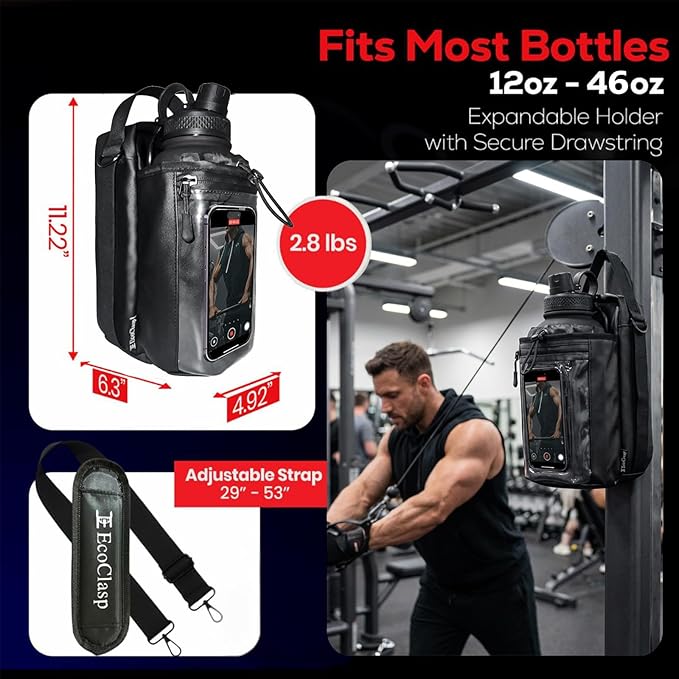 Magnetic Gym Bag Water Bottle Holder Small Gym Bag for Men, Gym Gifts, 11LB Strong Grip Waterproof 900D