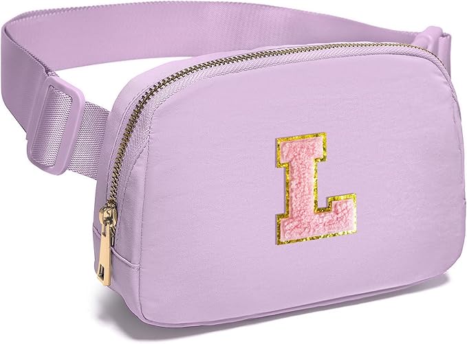 Gitus Initial Belt Bag Fanny Pack Crossbody Bag for Girls Birthday Gifts Age 8-10 Teen Girl Gifts Trend Stuff Personalized Letter Gifts for Daughter Sister (Lavender-L)