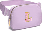 Gitus Initial Belt Bag Fanny Pack Crossbody Bag for Girls Birthday Gifts Age 8-10 Teen Girl Gifts Trend Stuff Personalized Letter Gifts for Daughter Sister (Lavender-L)