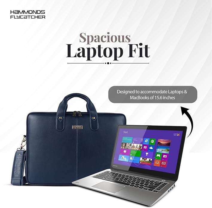 HAMMONDS FLYCATCHER Genuine Leather Laptop Bag for Men, Padded 15.6" Laptop Sleeve, Leather Messenger Bag for Men Briefcases