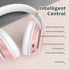 Uliptz Wireless Bluetooth Headphones, 65H Playtime, 6EQ Sound Modes, HiFi Stereo Over Ear Headphones with Microphone, Foldable Bluetooth 6.0 Headphone for Travel/Office/Cellphone/PC (Rose Gold)
