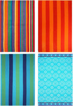 COTTON CRAFT Large Beach Towel - 4 Pack 100% Cotton Velour Jacquard - Pool Picnic Bath Travel Beach Towel - Plush Super Soft Absorbent Quick Dry Luxury - 450 GSM - 32x63 - Multi Color