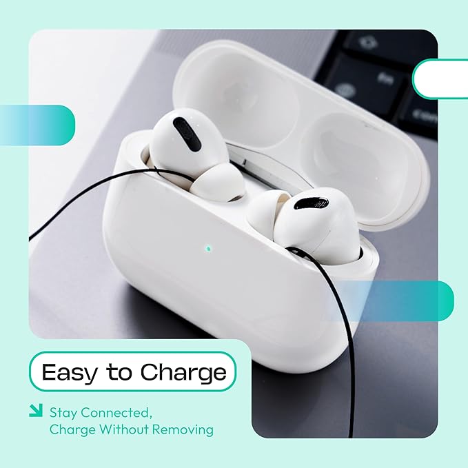 New Version of Anti-Lost Strap for Wireless in-Ear Earbuds with Ear Tips, Airpod pro Lanyard - Black (Compatible with Airpods Pro 1 2 3, Sony, Beats, Samsung, Bose)