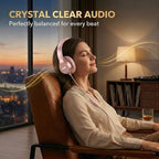 Wired Headphones, Premium Over-Ear Headset with Hi-Fi Stereo Sound, Noise-Isolating Ear Cushions, Lightweight Comfortable Design, Tangle-Free Cable, Ideal for Work, Travel, Daily(Rose Gold)