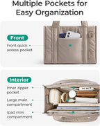 BAGSMART Boxy Tote Bag for Women, Crossbody Bag with Zipper, Crush Bow Purses for Travel Work College