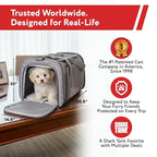 dbest Products Pet Smart Cart Sport, Soft Sided Collapsible Cat Carrier Airline Approved with Mesh Panels and Easy Side/Top Loading, Grey