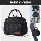 douyadady Lunch Bag Women/Men Lunch Box Women/Men (black polka dot)