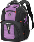 SHRRADOO Extra Large 50L Travel Laptop Backpack with combination lock, College Backpack Airline Approved Business Work Bag Fit 17 Inch Laptops for Men Women,Purple