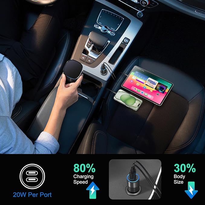 5 Pack USB C Car Charger, Bangfun 40W Dual Port 12V USB C Car Charger Cigarette Lighter Adapter PD 3.0 Fast Charge Type C Car Phone Charger for iPhone 17 16 15 14 13 12 Pro Max iPad,Samsung S24(Black)