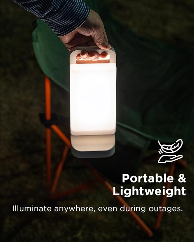 Solar Camping Lantern, Rechargeable Battery Powered Camping Light 6000mAh Up to 80HRS Lasting, Dimmable Night Lamp, Survival Gear for Emergency, Power Outages, Outdoor, Indoor Use