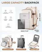 WONHOX Travel Backpack Women, Carry On Backpack for Men, Hiking Laptop Backpack Waterproof Outdoor Sports Rucksack Casual Daypack, Beige Brown