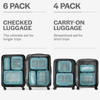 Aerotrunk Compression Packing Cubes for Travel - Luggage Organizer Bags - Double Zipper Packing Cubes for Suitcases (12-Pack, Teal)